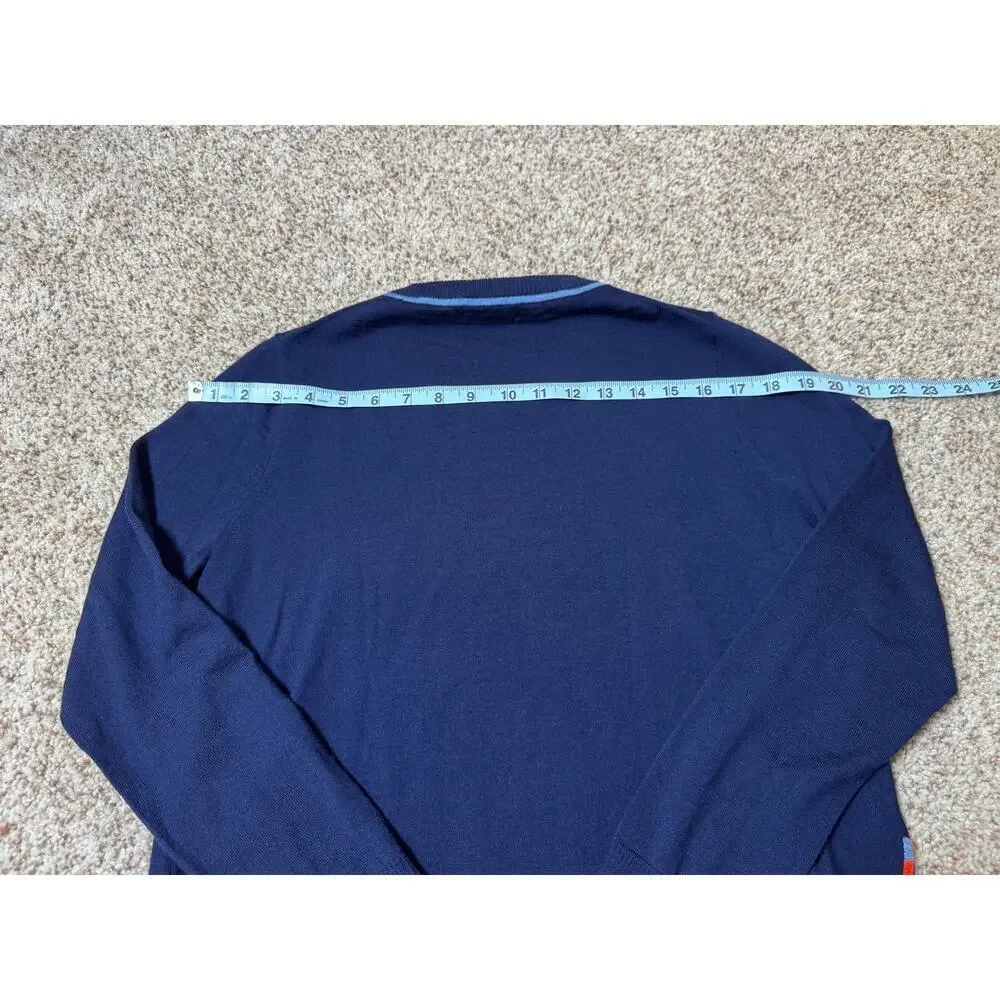 J. CREW Navy Blue, Side tie sweater, Size Medium, 100% Merino Wool